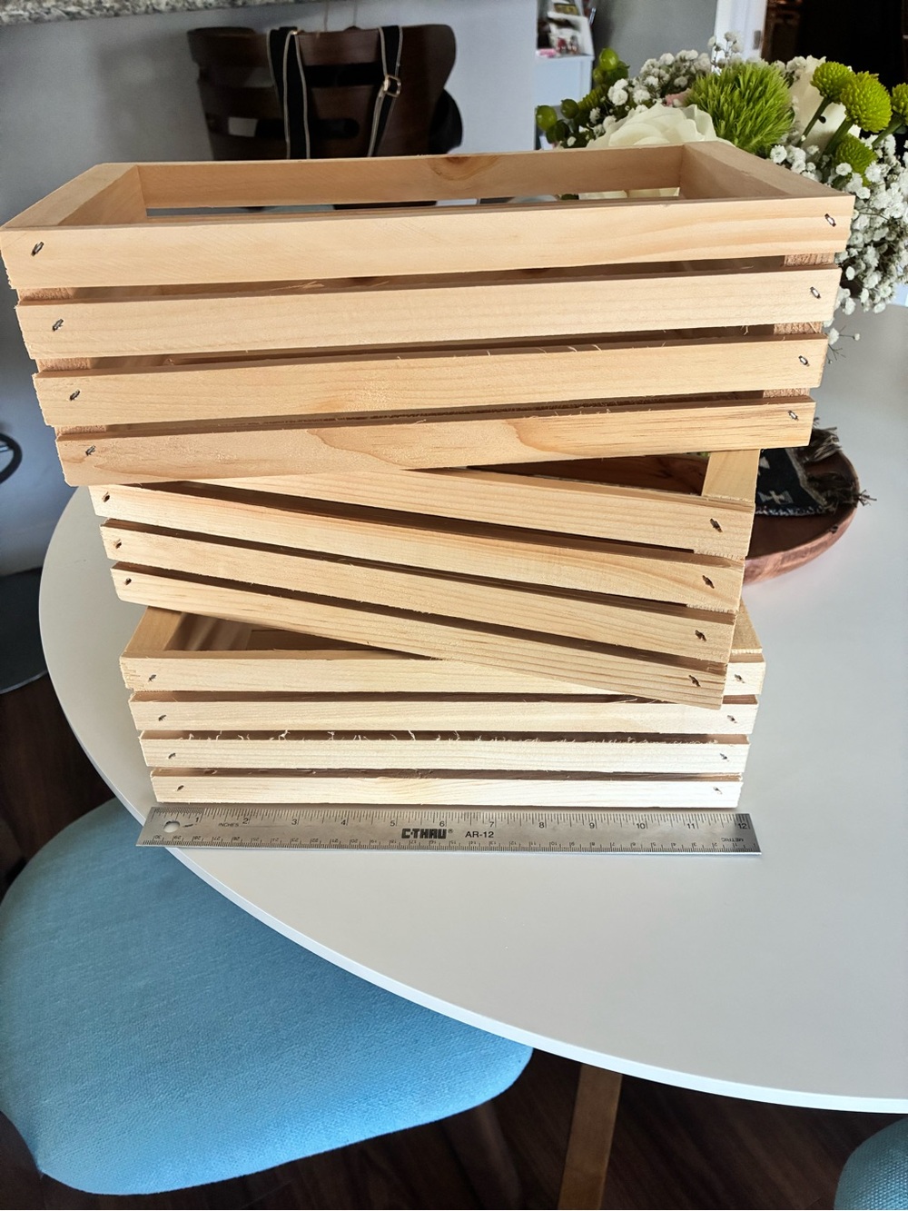 Natural Wood Slatted Storage Crate - Set of 3